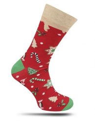 Skarpetki Świąteczne, Czerwone, Merry Christmas, Choinki, Gwiazdki, Rózgi -MORE- Męskie. Czerwone skarpety More, bez wzorów, z bawełny. Za 24.90 zł.
