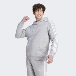Bluza męska adidas Essentials Fleece 3-Stripes Hoodie. Białe bluzy z kapturem Adidas, m, bez wzorów, z materiału, z kapturem. Za 219.00 zł.