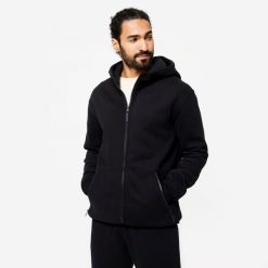 Bluza na zamek z kapturem męska Domyos Gym & Pilates. Czarne bluzy DOMYOS, m, bez wzorów, z bawełny, z kapturem. Za 149.99 zł.