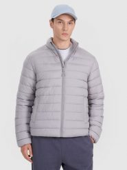 4F Kurtka puchowa z wypełnieniem syntetycznym męska - szara L. Szare kurtki 4F, l, bez wzorów, z dzianiny, bez kaptura. Za 229.99 zł.