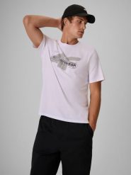 4F T-shirt regular z nadrukiem męski - biały 3XL. Białe t-shirty 4F, m, bez wzorów, z bawełny, bez kołnierzyka, bez ramiączek. Za 69.99 zł.