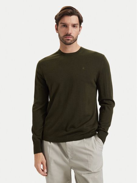 Calvin Klein Sweter LV04LB305G Khaki Regular Fit. Brązowe swetry rozpinane CALVIN KLEIN, l, bez wzorów, z wełny, bez kołnierzyka, bez ramiączek. Za 489.99 zł.
