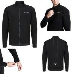 Bluza rowerowa męska ATTABO FLEERO REF ocieplana. Czarne bluzy bez kaptura ATTABO, na jesień, l, bez wzorów, z dzianiny, bez kaptura. Za 179.99 zł.