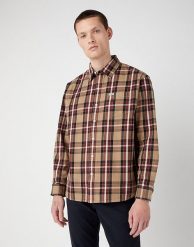 WRANGLER 1 PKT SHIRT MĘSKA KOSZULA W KRATE Z DŁUGIM RĘKAWEM KRATA LEAD GREY W5D61EM24. Szare koszule Wrangler, m, bez wzorów, bez kołnierzyka, bez ramiączek. Za 129.00 zł.