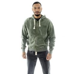 Bluza z bawełna z pełny zamek błyskawiczny na co dzień. Zielone bluzy LEONE 1947 APPAREL, bez wzorów, z bawełny, bez kaptura. W wyprzedaży za 157.01 zł.