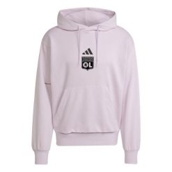 Bluza męska ADIDAS Essentials Feelcozy Fleece - różowa. Fioletowe bluzy z kapturem OLYMPIQUE LYONNAIS, m, bez wzorów, z bawełny, z kapturem. Za 178.99 zł.
