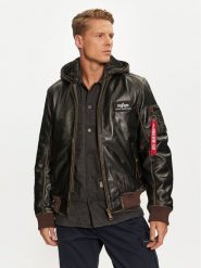 Alpha Industries Kurtka skórzana 193129 Brązowy Regular Fit. Brązowe kurtki Alpha Industries, m, bez wzorów, ze skóry, bez kaptura. Za 1,999.00 zł.
