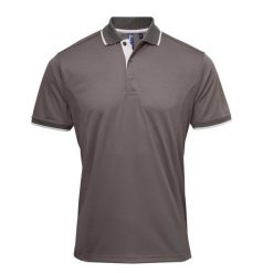 Męska Koszulka Polo Coolchecker Contrast. Szare koszulki polo sportowe PREMIER, m, bez wzorów, bez kołnierzyka, bez ramiączek. Za 85.99 zł.