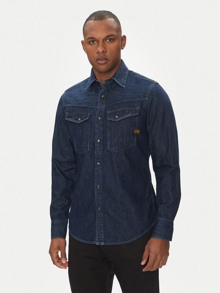 G-Star Raw Koszula jeansowa Dakota D23616-D252 Granatowy Slim Fit. Niebieskie koszule G-Star, m, bez wzorów, z bawełny, bez kołnierzyka, bez ramiączek. Za 332.99 zł.
