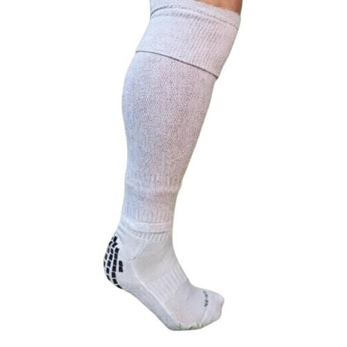 Getry piłkarskie białe skarpety bez stóp 42-47. Białe skarpety YAKIMASPORT, bez wzorów, z materiału. Za 19.99 zł.