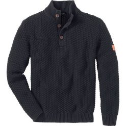 Sweter Slim Fit bonprix antracytowy melanż. Szare swetry nierozpinane bonprix, m, z aplikacjami, bez kołnierzyka, bez ramiączek. Za 47.99 zł.