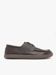 Ciemnobrązowe żeglarskie półbuty barefoot. Brązowe eleganckie półbuty Ryłko, bez wzorów, bez obcasa, na płaskiej podeszwie, bez zapięcia. Za 549.99 zł.