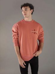 Calvin Klein Bluza w kolorze koralowym rozmiar: XL. Pomarańczowe bluzy CALVIN KLEIN, xl, bez wzorów, z bawełny, bez kaptura. Za 295.99 zł.