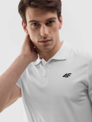 4F Koszulka polo regular gładka męska - biała XXL. Białe koszulki polo 4F, m, bez wzorów, z bawełny, bez kołnierzyka, bez ramiączek. Za 89.99 zł.