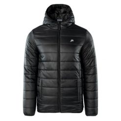 Kurtka Męska Pikowanie Maron. Czarne kurtki MARTES ESSENTIALS, l, bez wzorów, z materiału, z kapturem. Za 165.99 zł.