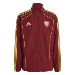 Kurtka z dresu Arsenal Ubp Tt Marnob 2024/25. Czerwone kurtki Adidas, bez wzorów, z dresówki, bez kaptura. W wyprzedaży za 272.50 zł.