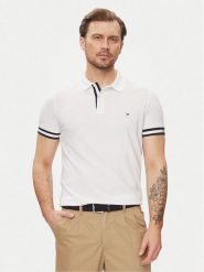 Tommy Hilfiger Polo Monotype MW0MW34737 Biały Slim Fit. Białe koszulki polo Tommy Hilfiger, m, bez wzorów, z bawełny, bez kołnierzyka, bez ramiączek. Za 269.99 zł.