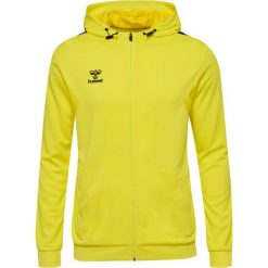 Poliestrowa bluza dresowa z kapturem i zamkiem błyskawicznym Hummel Authentic. Żółte bluzy z kapturem Hummel, bez wzorów, z dresówki, z kapturem. Za 277.50 zł.