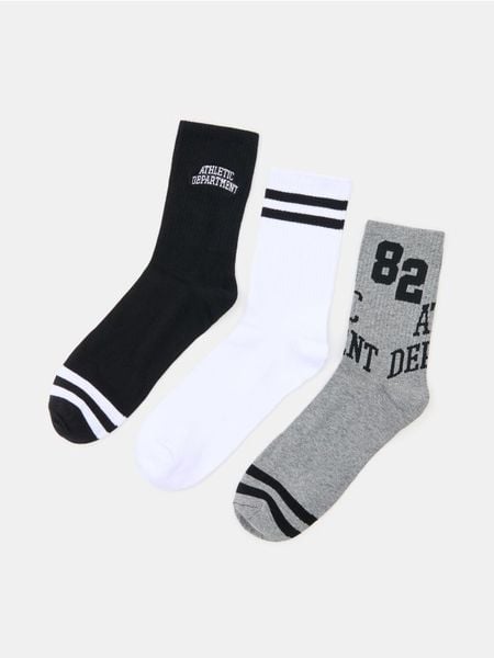 Prążkowane skarpetki z bawełną 3 pack - wielobarwny. Skarpety Sinsay, bez wzorów, z bawełny. Za 17.99 zł.