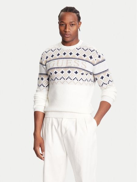 Guess Sweter M5BR61 Z4142 Écru Regular Fit. Swetry rozpinane Guess, m, z aplikacjami, z syntetyku, bez kołnierzyka, bez ramiączek. Za 329.99 zł.