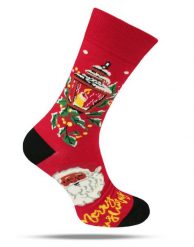 Tematyczne Skarpetki Bawełniane - Mikołaj i Świąteczna Świeca. Czerwone skarpety His Story, bez wzorów, z bawełny. Za 34.99 zł.