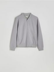 Bluza bomberka - jasnoszary. Szare kurtki Reserved, l, bez wzorów, z bawełny, bez kaptura. Za 119.99 zł.