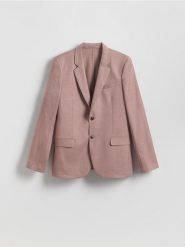 Marynarka slim fit z domieszką wiskozy - jasnofioletowy. Fioletowe garnitury Reserved, bez wzorów, z tkaniny. Za 359.99 zł.
