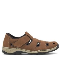 Sandały Rieker. Brązowe sandały Rieker, bez zapięcia. Za 369.99 zł.