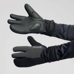 Zimowe rękawiczki rowerowe męskie Rogelli Deep Winter wodoodporne. Czarne rękawiczki Rogelli, na zimę, bez wzorów, z materiału. Za 242.00 zł.