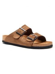 Comfortfusse Skórzane klapki w kolorze jasnobrązowym rozmiar: 41. Brązowe klapki Comfortfüße, z nubiku. Za 252.99 zł.