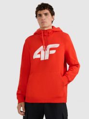 4F Bluza dresowa nierozpinana z kapturem męska - czerwona L. Czerwone bluzy 4F, l, bez wzorów, z bawełny, z kapturem. Za 159.99 zł.