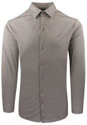 Elegancka Koszula z Dzianinowej Tkaniny - Prosty Krój - Ciemny Beż. Koszule Pazzani, bez wzorów, z bawełny, bez kołnierzyka, bez ramiączek. Za 199.00 zł.