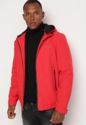 Czerwona Jednorzędowa Kurtka z Odpinanym Kapturem i Napami przy Rękawach Elondraea. Czerwone kurtki Born2be, l, bez wzorów, z jeansu. Za 139.99 zł.