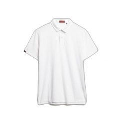 Koszulka polo z dżerseju Superdry Essential. Białe koszulki polo Superdry, na lato, m, bez wzorów, z dżerseju, bez kołnierzyka, bez ramiączek. W wyprzedaży za 191.00 zł.