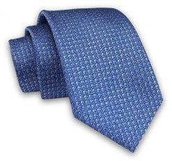 Niebieski Elegancki Męski Krawat -ALTIES- 7cm, Stylowy, Klasyczny, w Drobny Rzucik. Niebieskie krawaty i muchy Alties, bez wzorów, z tkaniny. Za 49.00 zł.