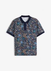 Shirt polo z bawełny organicznej, krótki rękaw. Niebieskie bluzki z długim rękawem bonprix, m, bez wzorów, z bawełny, bez kołnierzyka, bez ramiączek. Za 77.99 zł.
