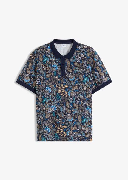 Shirt polo z bawełny organicznej, krótki rękaw. Niebieskie bluzki z długim rękawem bonprix, m, bez wzorów, z bawełny, bez kołnierzyka, bez ramiączek. Za 77.99 zł.