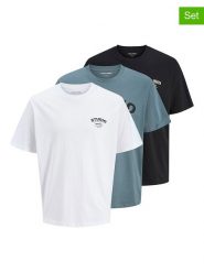 Jack & Jones Koszulki (3 szt.) "Yuki" w kolorze czarnym, niebieskim i białym rozmiar: XXL. Białe bezrękawniki Jack & Jones, xxl, bez wzorów, z bawełny, bez kołnierzyka, bez ramiączek. Za 96.14 zł.