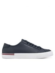 Tommy Hilfiger Sneakersy Core Corporate Vulc Leather FM0FM05399 Granatowy. Niebieskie buty sportowe casual Tommy Hilfiger, bez wzorów, ze skóry, bez zapięcia. Za 289.99 zł.