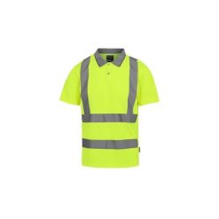 Koszulka polo o wysokiej widoczności Regatta. Żółte koszulki polo Regatta, bez wzorów, z materiału, bez kołnierzyka, bez ramiączek, trekkingowe. Za 84.99 zł.