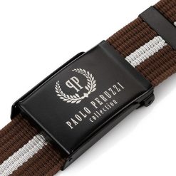 Pasek parciany PAOLO PERUZZI PW-15-105 cm brązowy. Brązowe paski Paolo Peruzzi, bez wzorów, z materiału. Za 34.99 zł.