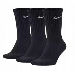 Sportowe skarpetki Nike 3-pak Crew SX4508. Czarne skarpetki sportowe Nike, bez wzorów. W wyprzedaży za 59.99 zł.