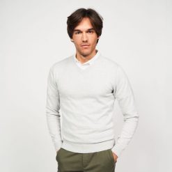 Sweter do golfa męski CW 100. Niebieskie golfy INESIS, l, bez wzorów, z bawełny, bez ramiączek. Za 69.99 zł.