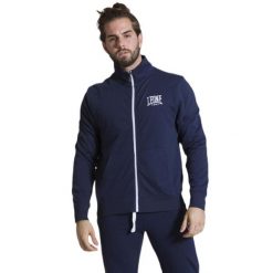 Męska bluza zapinana na zamek Summer Basic. Niebieskie bluzy LEONE 1947 APPAREL, l, bez wzorów, z tkaniny, bez kaptura. Za 159.14 zł.