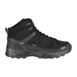 Buty trekkingowe CMP Rigel Waterproof. Czarne trekkingi CMP, bez wzorów, ze skóry, bez zapięcia. W wyprzedaży za 399.99 zł.