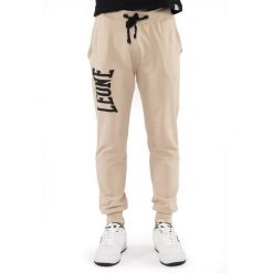 Bluza z bawełna z sznurek regulacyjny na co dzień. Brązowe spodnie materiałowe LEONE 1947 APPAREL, na co dzień, bez wzorów, z bawełny, sportowe. W wyprzedaży za 141.46 zł.