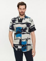 Guess Koszula M4GH64 WD4Z2 Szary Slim Fit. Szare koszule Guess, l, z aplikacjami, z wiskozy, bez kołnierzyka, bez ramiączek. Za 159.99 zł.