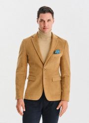 PAKO LORENTE - Beżowa sztruksowa marynarka męska. Brązowe garnitury Pako Lorente, na co dzień, m, bez wzorów, z bawełny. Za 699.99 zł.