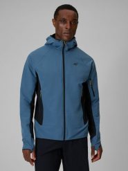 4F Kurtka softshell wiatroodporna męska - granatowa XXL. Niebieskie kurtki 4F, l, bez wzorów, z materiału, bez kaptura. Za 299.99 zł.