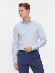 Calvin Klein Koszula K10K108426 Niebieski Slim Fit. Niebieskie koszule CALVIN KLEIN, m, bez wzorów, z bawełny, bez kołnierzyka, bez ramiączek. Za 299.99 zł.
